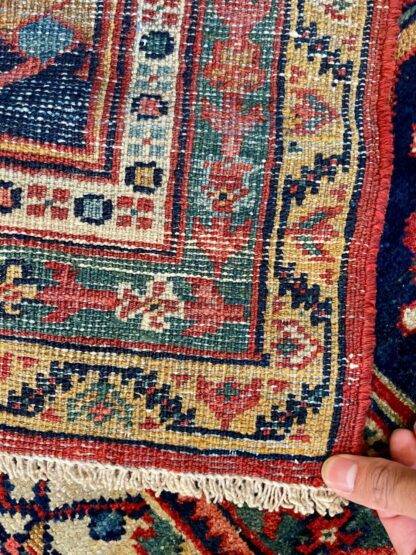 Antique Mahal Persian Rug – 10x15 Hand-Knotted Wool Carpet – Large Vintage Area Rug – Traditional Red & Navy Oriental Rug for Living Room - Image 11